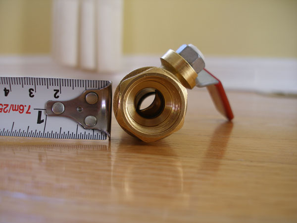 Half-inch ball valve, end view