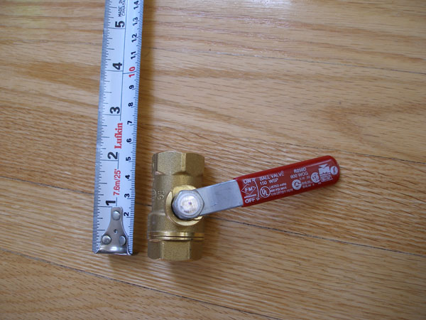 Half-inch ball valve, top view