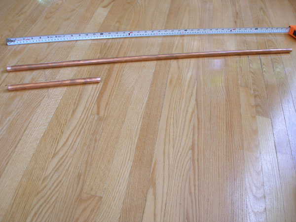 Two lengths of half-inch copper pipe