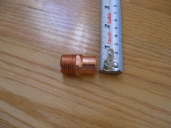 Half-inch sweat-to-thread male coupling, threaded end view