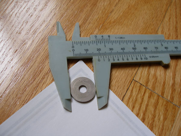 Washer outside diameter measured with calipers